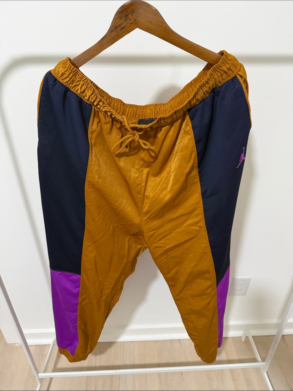 Jordan Colorblock Track Pants — Mustard, Black & Purple Accents